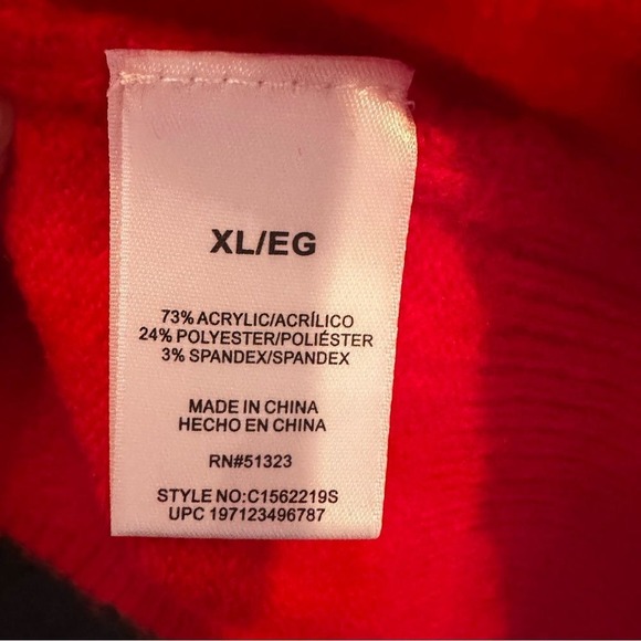 Vince Camuto Oversized Love Sweater Women's XL Red Valentine Classic Preppy - Picture 7 of 8